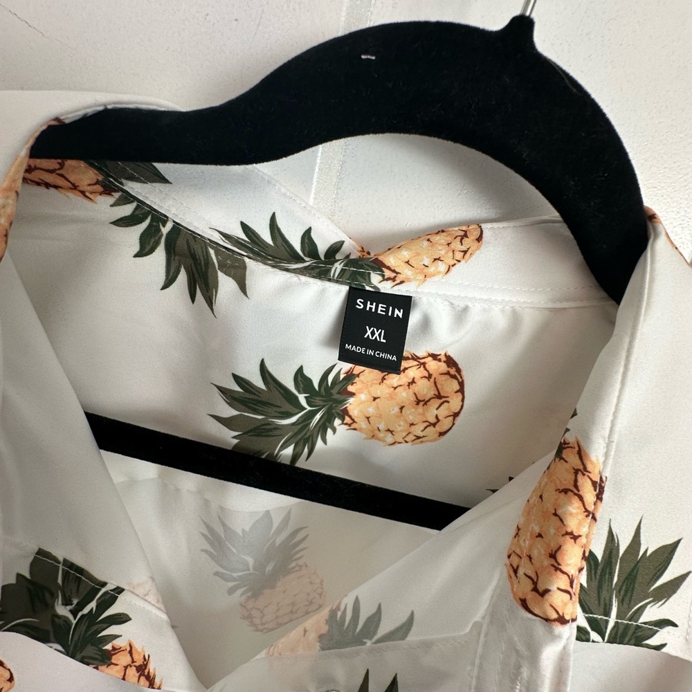 SHEIN White Pineapple Print Casual Shirt - Picture 2 of 5